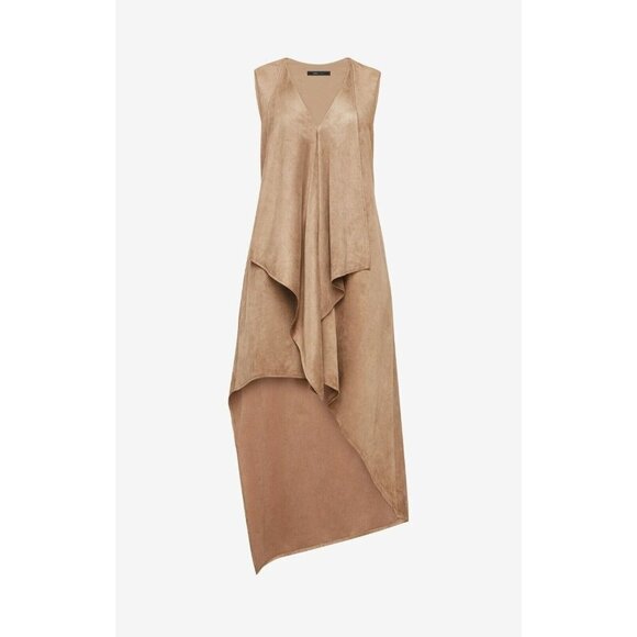 BCBGMaxAzria Dresses & Skirts - NWT BCBG MaxAzria Tara Trar in Light Fatigue Faux Suede Ruffle High Low Dress M